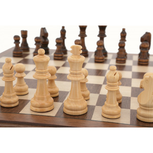 Dal Rossi Chess Set, folding, walnut inlaid, 15" -1268