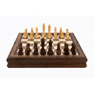 Flip Top Chess, Checkers, Backgammon. 14' with Walnut Finish -1345