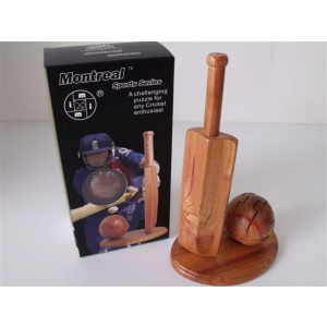 "Cricket Bat & Ball" MONTREAL Bar Series 3D Wooden Puzzles. -0