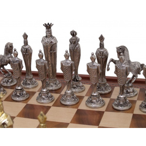 Dal Rossi Italy "Renaissance" Pewter Chess Set with 20" Chessbox with drawers - 2023DR -1148