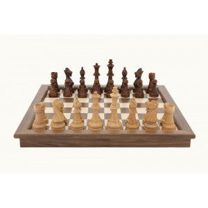 Dal Rossi Chess Set, folding, walnut, 18"-1250