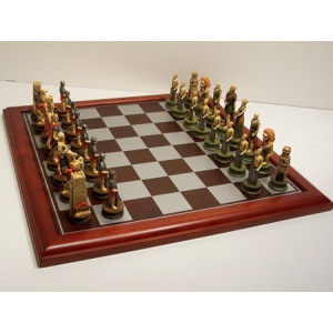 Hand Paint Chess Set - "Crusaders" Theme with 75mm pieces, 45cm With Board