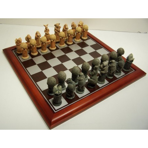 Hand Paint Chess Set - Australiana chess pieces, boxed, 75mm With Board