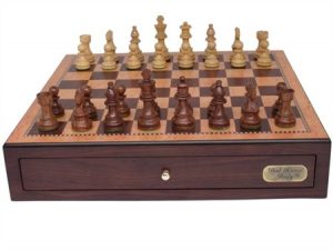 Dal Rossi Italy, Chess Box with Drawers 18" (Walnut Finish) with 85mm Wooden Double Weighted Sheesham Pieces