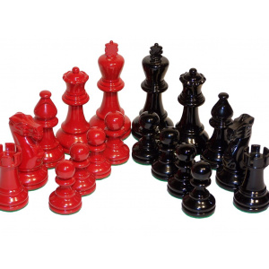 Chess Pieces - Classic Jaques Boxwood,red & black, 85mm Wood Double Weighted