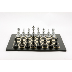Dal Rossi Italy Chess Set, 50cm Board With Silver and Titanium Black Weighted Chess Pieces (101mm)