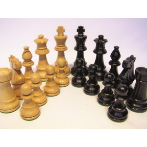 Chess Pieces - French lardy, Boxwood/black ebony, 85mm Wood Double Weighted