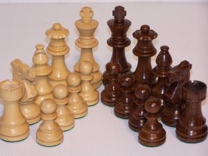 Chess Pieces - French lardy, Boxwood/Sheesham85mm Wood Double Weighted"