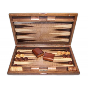 Backgammon - Dal Rossi Italy Backgammon, walnut burl 15" NEW