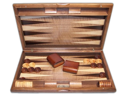 Backgammon - Dal Rossi Italy Backgammon, walnut burl 15" NEW