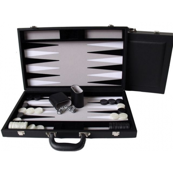 Dal Rossi Black Backgammon 18" PU Leather Dal Rossi Black Backgammon 18" PU Leather
