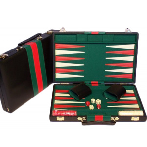 Backgammon, black vinyl case, 15
