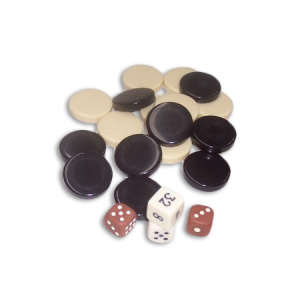 Backgammon - Backgammon pieces/dice, brown/ivory, 32mm Dice NOT inclued