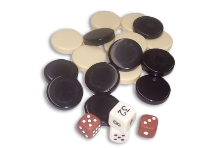 Backgammon - Backgammon pieces/dice, brown/ivory, 32mm Dice NOT inclued