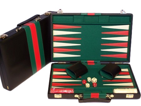 Backgammon, black vinyl case,18