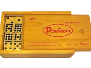 Dominoes - Double nine, wood case
