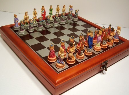 Hand Paint Chess Set - Zodiac (StarSigns)" Theme with 75mm pieces, 45cm Chess Set Board + Storage Box