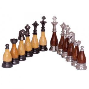 Dal Rossi Italy Staunton Metal/Wood Chess Set with Drawers 16"