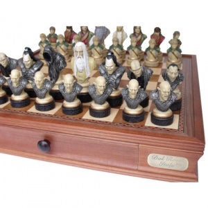 Dal Rossi Italy, “Lord of the Rings” Chess Set on Dal Rossi 50cm (20”) Chess Box