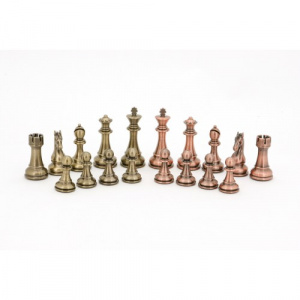 Dal Rossi Italy Chess Set 20", With Bronze & Copper Weighted Chess Pieces 101mm pieces