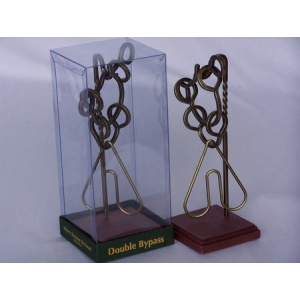 HERITAGE Mini Metal Puzzles - Double Bypass, Metal, Wood Base