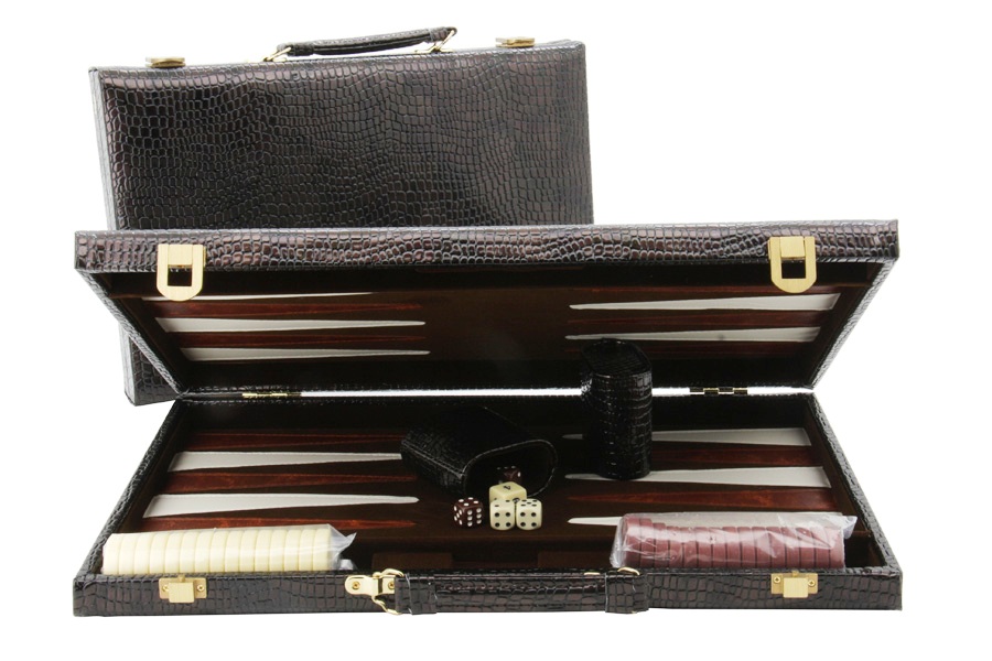 Backgammon, available in Black alligator skin 18" brown in photo no longer available -0