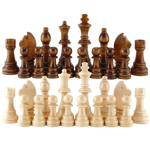 Chess pieces, Wood Chessmen 90mm Poly Bag-0