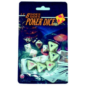 Dice, poker, 8 sided qty 5, 20mm