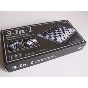 Magnetic Games - 3 in 1 Magnetic Chess/Checkers 10"