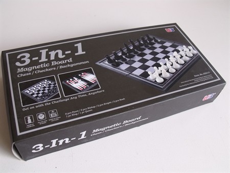 Magnetic Games - 3 in 1 Magnetic Chess/Checkers 10"