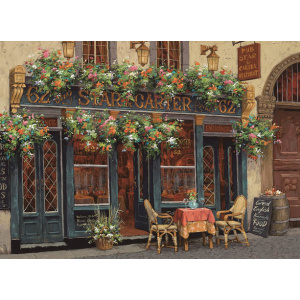 1000pc Jigsaw - Romantic Café (Made From High Quality European Blue Board)-0
