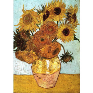 1000pc Jigsaw - Vase with Fifteen Sunflowers (Made From High Quality European Blue Board)-0