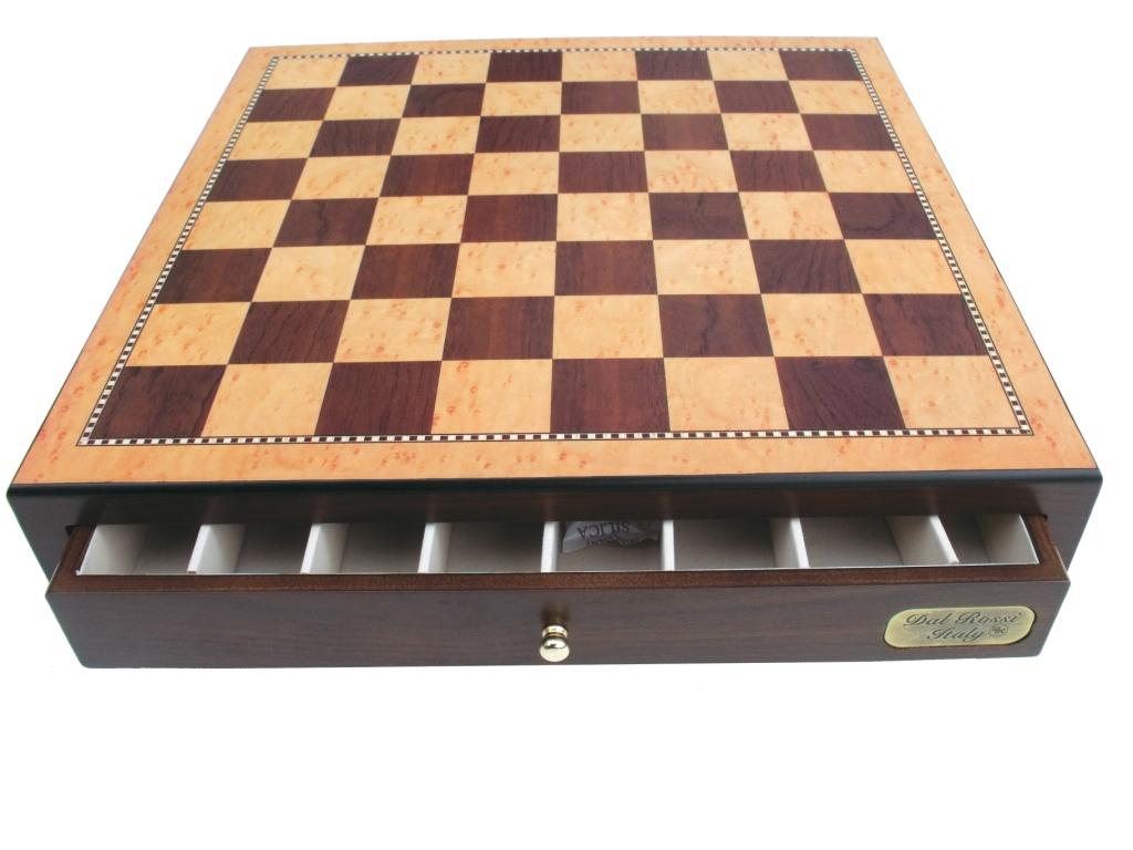 Dal Rossi Chess Box with Drawers 18" (Walnut Finish) CHESS BOX ONLY, NO PIECES - 2277DRBOX-0