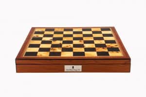 Dal Rossi Italy Staunton Wooden Chess Pieces on Walnut Shiny Finish Chess Box 20” with compartments-1189