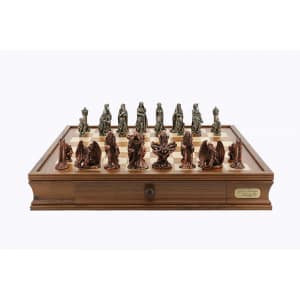Dal Rossi Italy Chess Set on a 20" chess box L Ring Metal Chessmen-1298