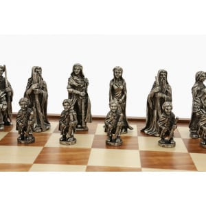 Dal Rossi Italy Chess Set on a 20" chess box L Ring Metal Chessmen-1296