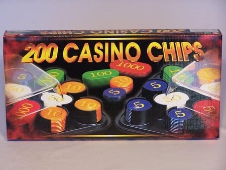 Casino Chips & Accessories - Casino chips, plastic box, numbered, 200pc-0