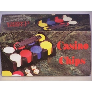 Casino Chips & Accessories - Casino chips, plastic rack & handle, 120pc-0