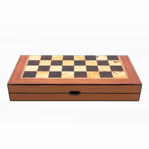 Dal Rossi Walnut Shiny Finish Folding Chess Set, 16" -1330