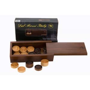 Dal Rossi Italy Checkers/draughts Pieces and Backgammon Pieces in a wooden box, 28mm Total of (30) Pieces Product code: L2094DR-0