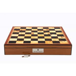 Dal Rossi Italy Chess Box Walnut Finish Chess Box 16” with compartments-1356