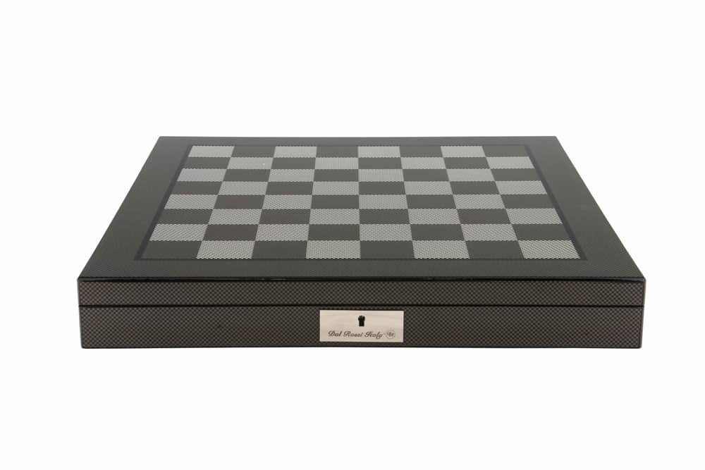 Dal Rossi Italy Carbon Fibre Shiny Finish Chess Box 16” with compartments-0