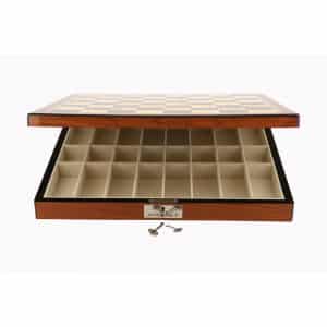 Dal Rossi Chess set Staunton Metal Walnut Finish Chess Box 16” with compartments-1410