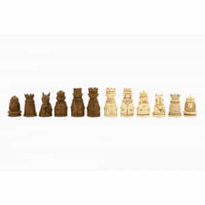 Dal Rossi Italy Brown PU Leather Bevilled Edge chess box with compartments 18" with Medieval Resin Chessmen Product code: L4106DR-1573