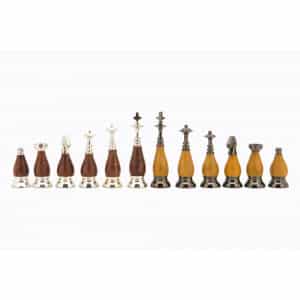 Dal Rossi Italy Red Mahogany Finish chess box with compartments 18" with Staunton Metal/Wood Chessmen 85mm king. Product code: L4636DR-1605