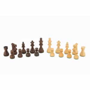 Dal Rossi 16" Chess Set Walnut Finish Chess Set with PU Leather Edge with compartments and Boxwood and Sheesham 85mm Chess Pieces-1375