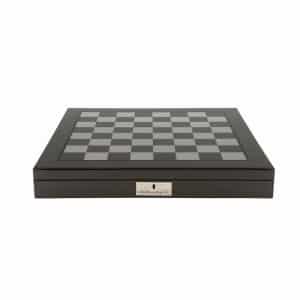 Dal Rossi Italy Gold and Silver Double Weighted Chessmen set on a Carbon Fibre Shiny Finish Chess Box 20” with compartments PLEASE NOTE CHESS PIECES ARE GOLD AND SILVER-1848