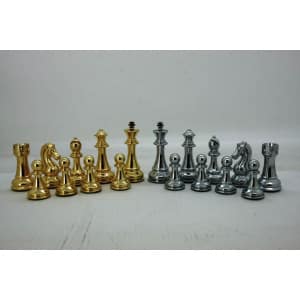 Dal Rossi Italy Chess Set, Walnut Finish Chess Board With Gold and Silver Weighted Chess Pieces (101mm) PLEASE NOTE CHESS PIECES ARE GOLD AND SILVER-2107