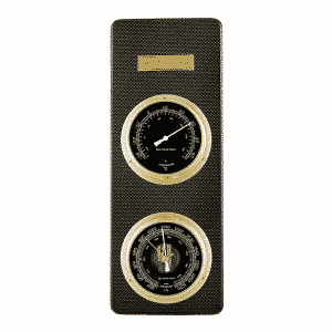Del Milan 2 in 1 Barometer, Thermometer, Carbon Fiber Finish-0