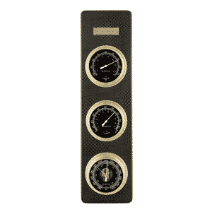 Del Milan 3 in 1 Weather Station, Barometer, Thermometer, Hygrometer, Carbon Fibre Finish-0
